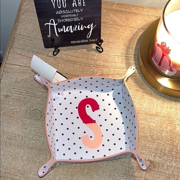 Kate Spade Accessories - Kate Spade Polka Dot Trinket Tray with Pink Trim